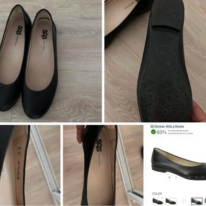 SAS flats, black leather size 8 S
